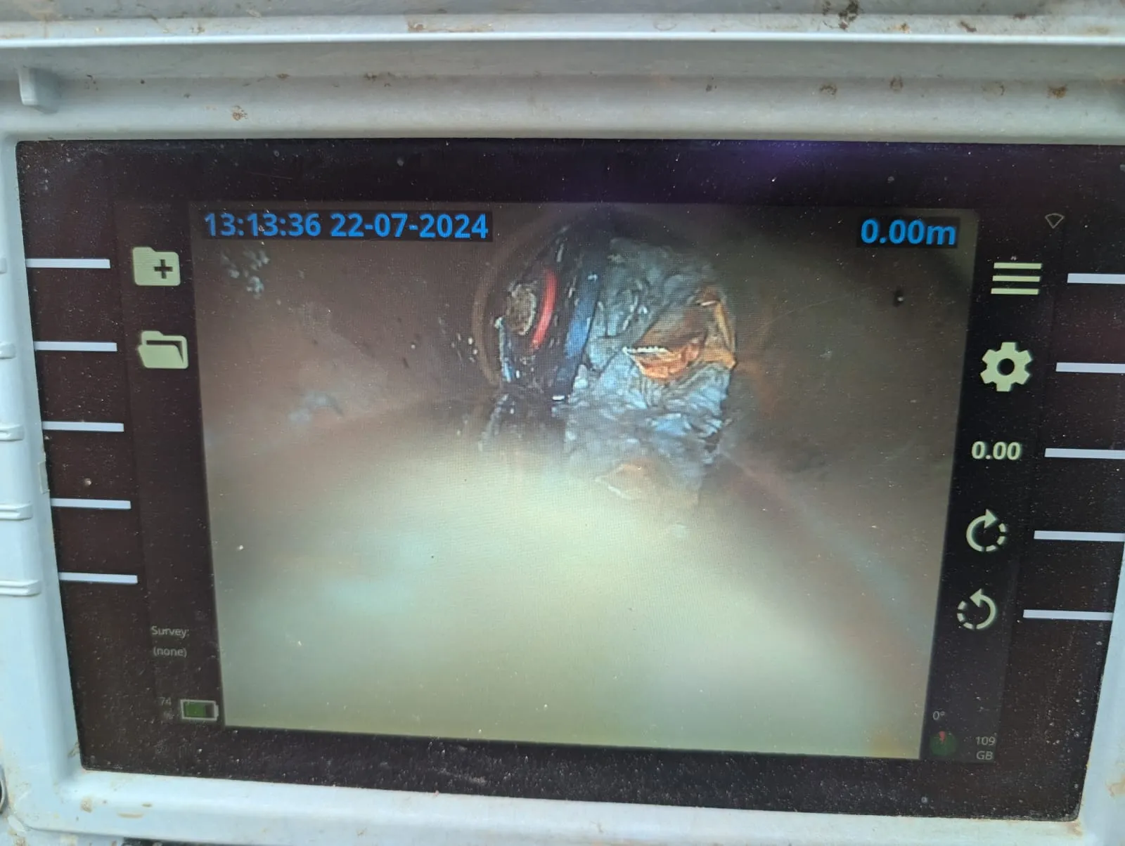 A close up of a microwave with a picture on it.