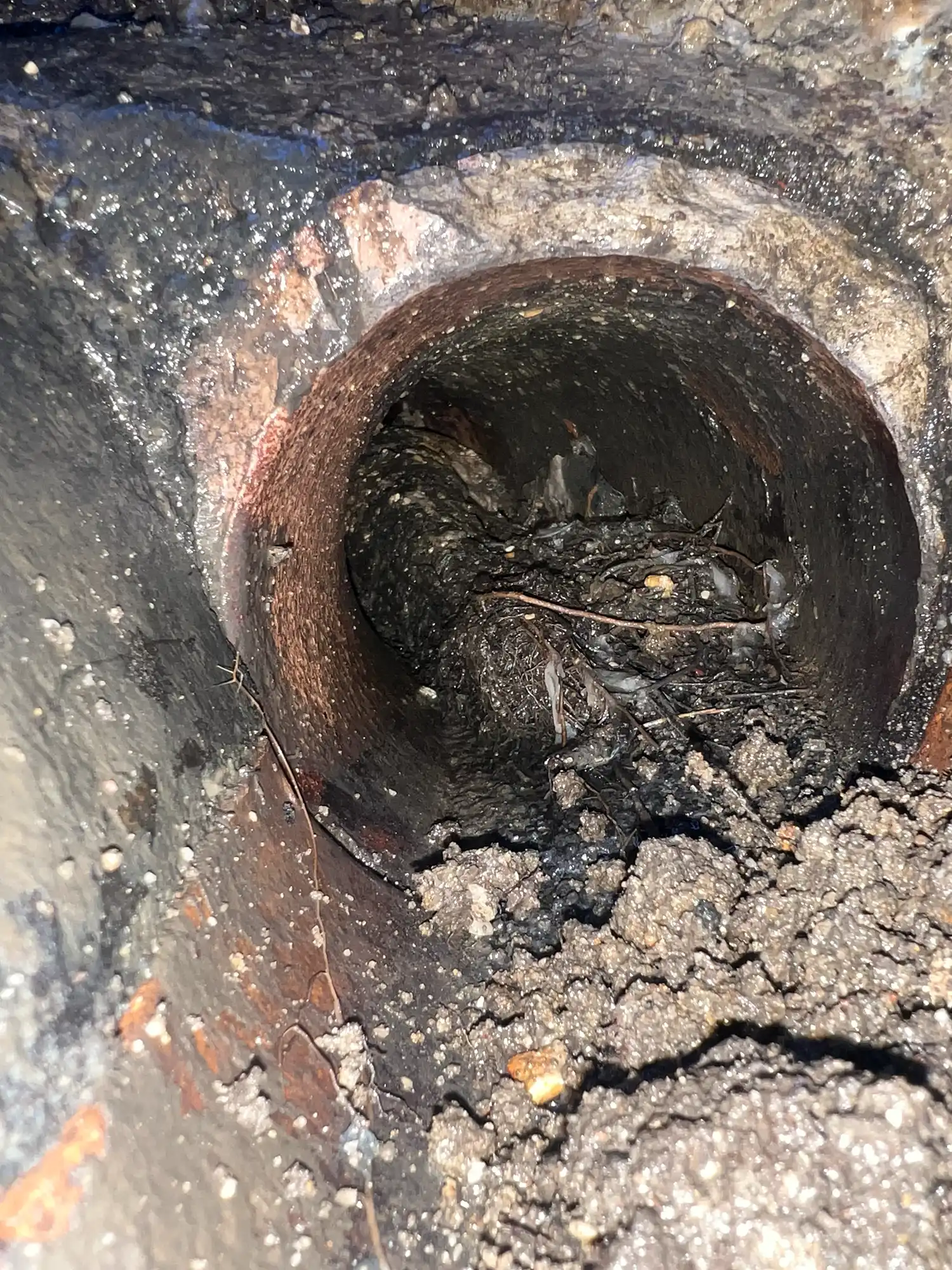 a pipe that has been dug in the ground